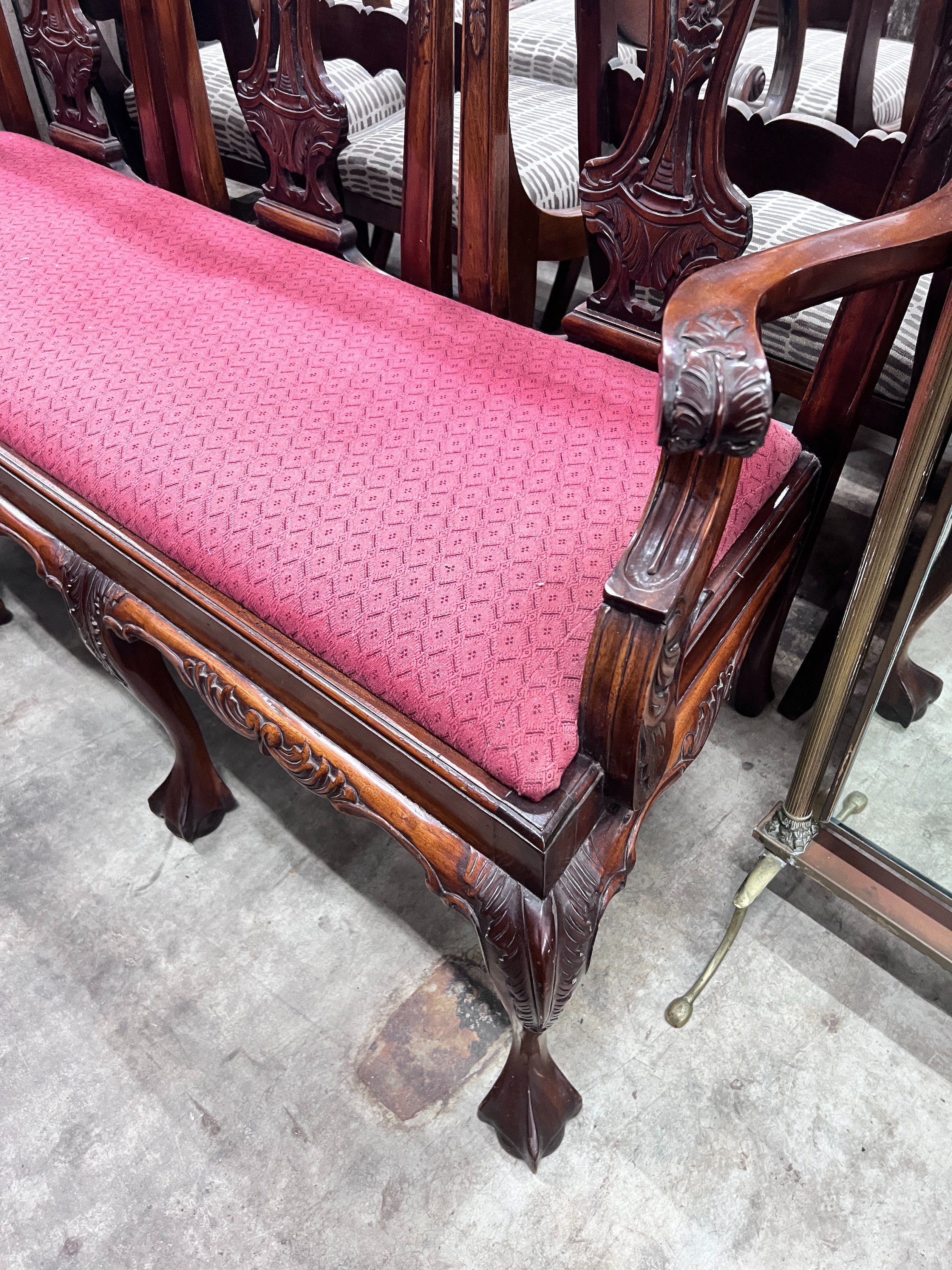 A Chippendale style mahogany chair back settee, width 160cm *Please note the sale commences at 9am.